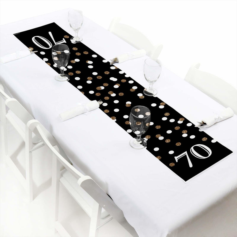 Adult 70th Birthday - Gold - Petite Birthday Party Paper Table Runner - 12" x 60"