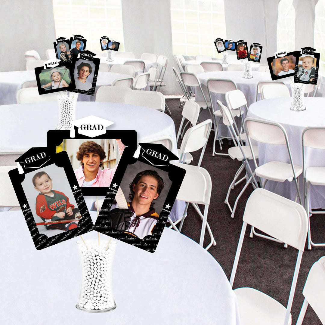 Graduation Cheers - Graduation Party Picture Centerpiece Sticks - Photo Table Toppers - 15 Pieces