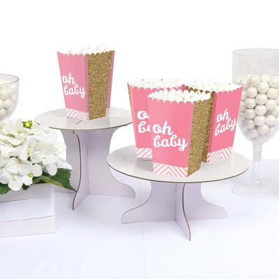 Hello Little One - Pink and Gold - Girl Baby Shower Favor Popcorn Treat Boxes - Set of 12