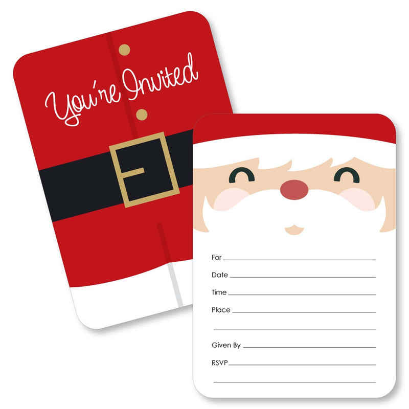 Jolly Santa Claus - Shaped Fill-In Invitations - Christmas Party Invitation Cards with Envelopes - Set of 12