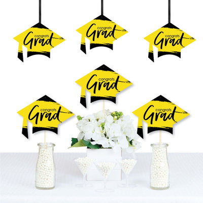 Yellow Grad - Best is Yet to Come - Grad Cap Decorations DIY Yellow Graduation Party Essentials - Set of 20