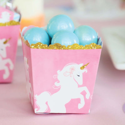 Rainbow Unicorn - Party Mini Favor Boxes - Magical Unicorn Baby Shower or Birthday Party Treat Candy Boxes - Set of 12
