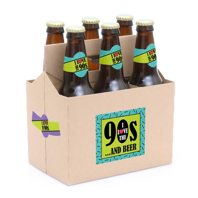 90's Throwback - 1990s- 6 Beer Bottle Label Stickers and 1 Carrier