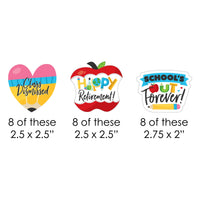 Teacher Retirement - DIY Shaped Happy Retirement Party Cut-Outs - 24 Count