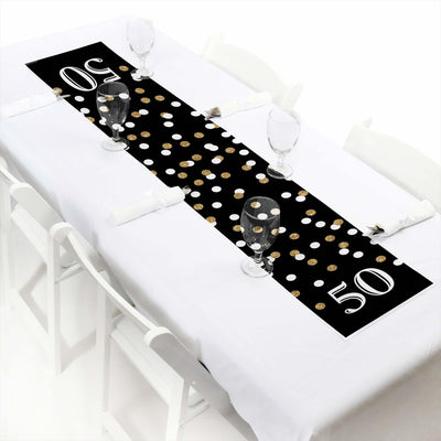 Adult 50th Birthday - Gold - Petite Birthday Party Paper Table Runner - 12" x 60"