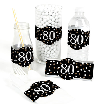 Adult 80th Birthday - Gold - DIY Party Wrappers - 15 ct
