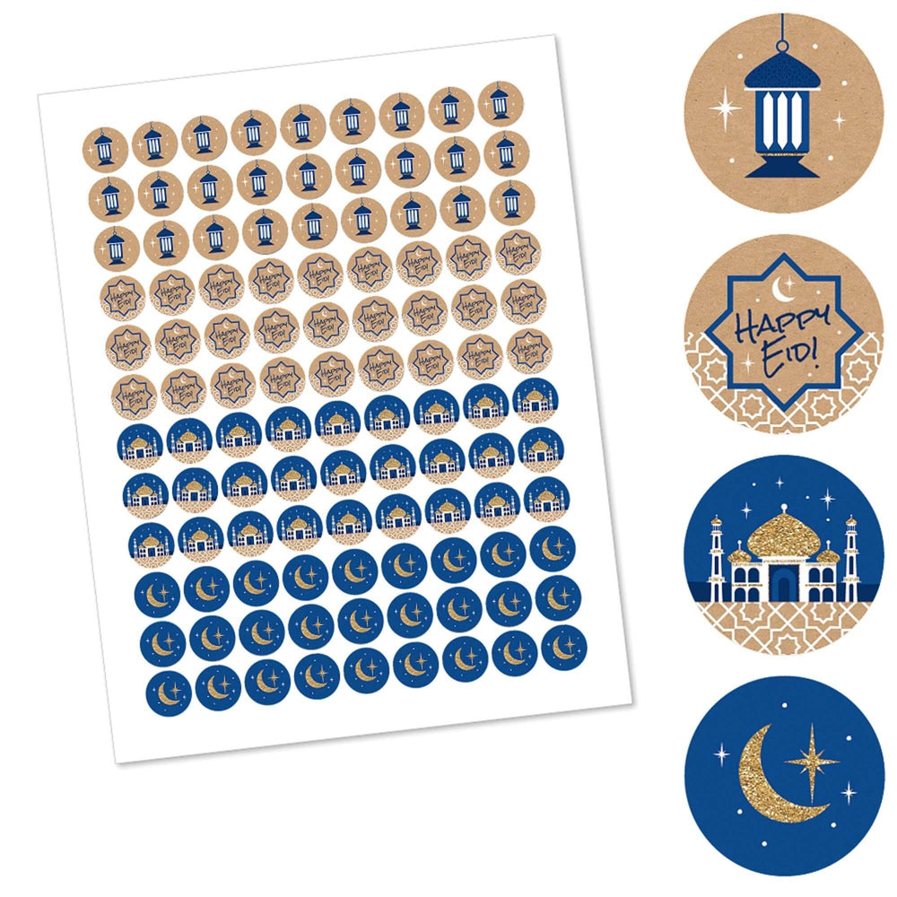 Ramadan - Round Candy Labels Eid Mubarak Favors - Fits Hershey Kisses - 108 ct