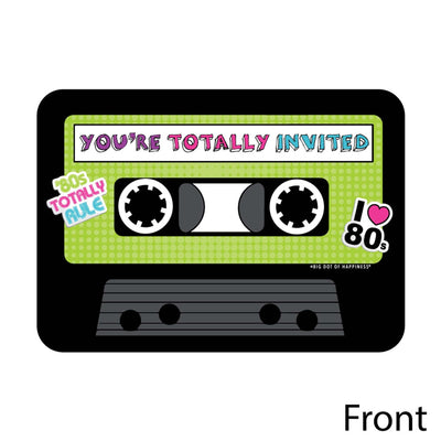 80's Retro - Shaped Fill-In Invitations - Totally 1980s Party Invitation Cards with Envelopes - Set of 12