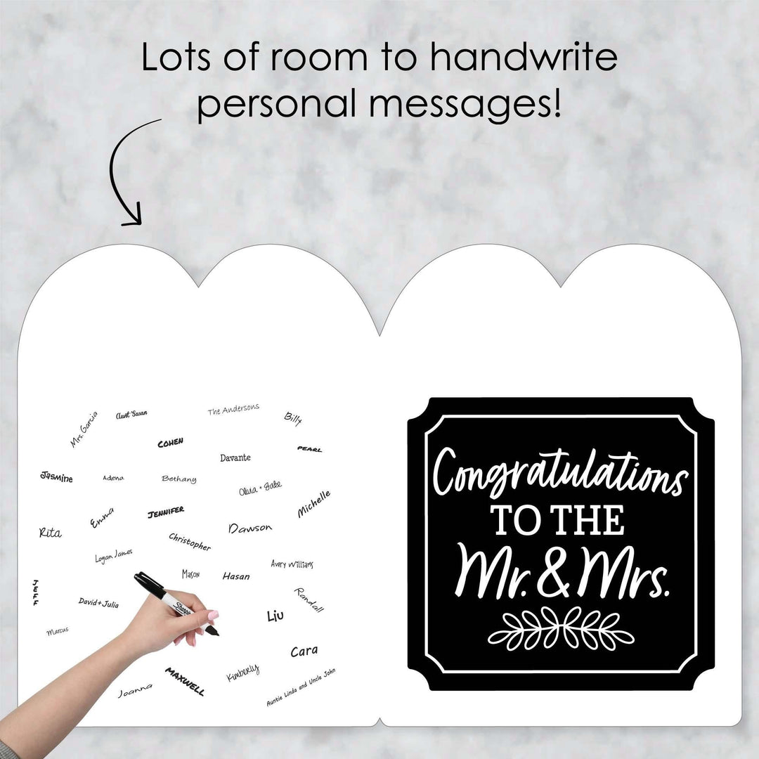 Mr. and Mrs. - Black and White Wedding Congratulations Giant Greeting Card - Big Shaped Jumborific Card - 16.5 x 22 inches