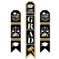 Law School Grad - Hanging Vertical Paper Door Banners - Future Lawyer Graduation Party Wall Decoration Kit - Indoor Door Decor