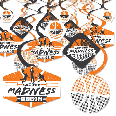 Basketball - Let the Madness Begin - College Basketball Party Hanging Decor - Party Decoration Swirls - Set of 40