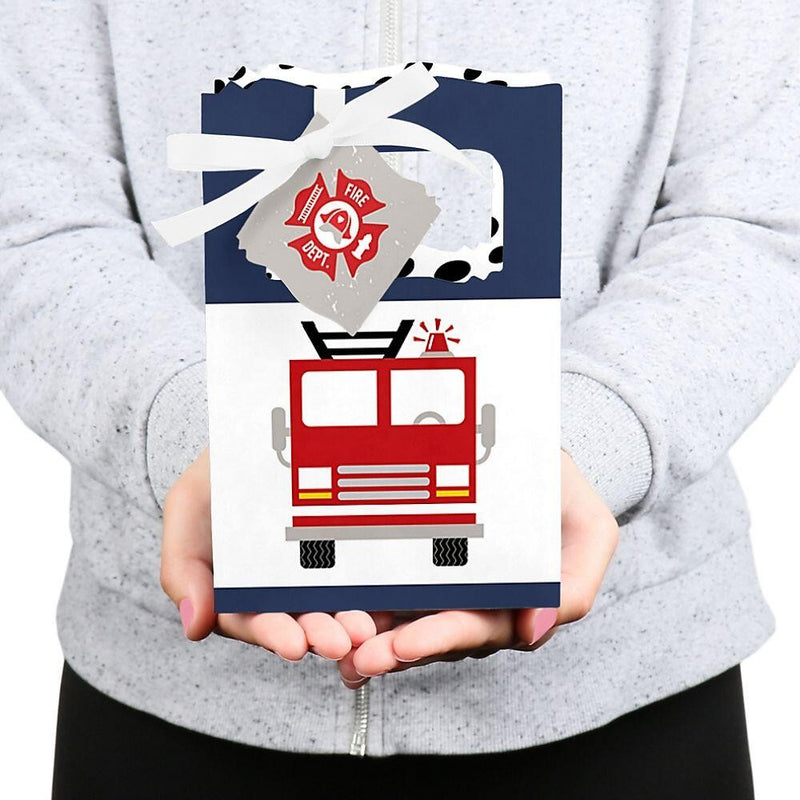 Fired Up Fire Truck - Firefighter Firetruck Baby Shower or Birthday Party Favor Boxes - Set of 12