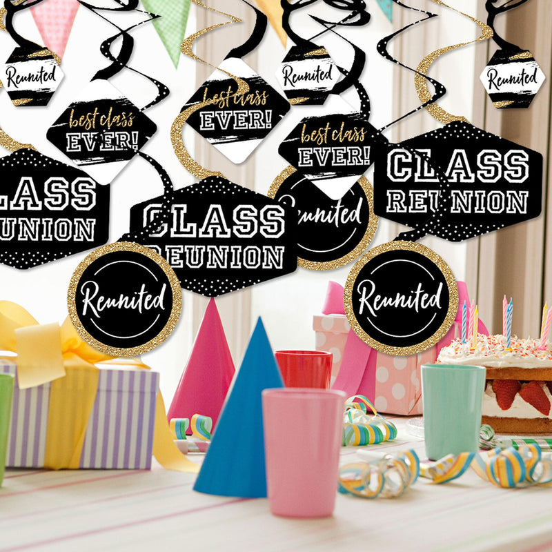 Reunited - School Class Reunion Party Hanging Decor - Party Decoration Swirls - Set of 40