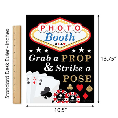 Las Vegas Photo Booth Sign - Casino Party Decorations - Printed on Sturdy Plastic Material - 10.5 x 13.75 inches - Sign with Stand - 1 Piece