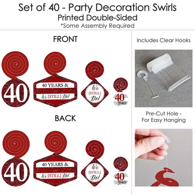 We Still Do - 40th Wedding Anniversary - Anniversary Party Hanging Decor - Party Decoration Swirls - Set of 40