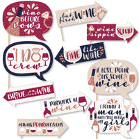 Funny Vino Before Vows - 10 Piece Winery Bachelorette Party Photo Booth Props Kit