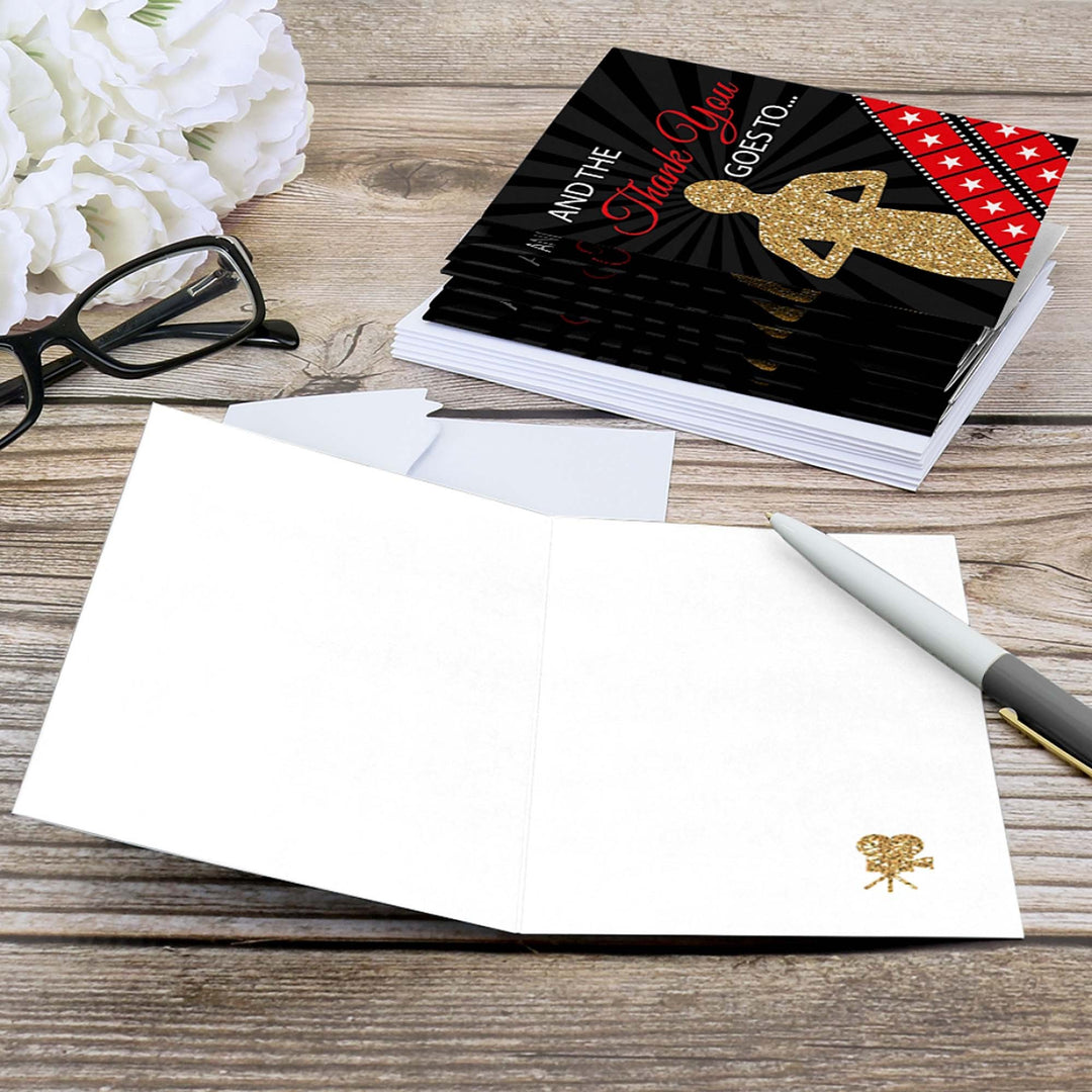 Red Carpet - Set of 8 Movie Night Party Thank You Cards
