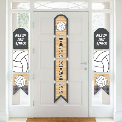 Bump, Set, Spike - Volleyball - Hanging Vertical Paper Door Banners - Baby Shower or Birthday Party Wall Decoration Kit - Indoor Door Decor