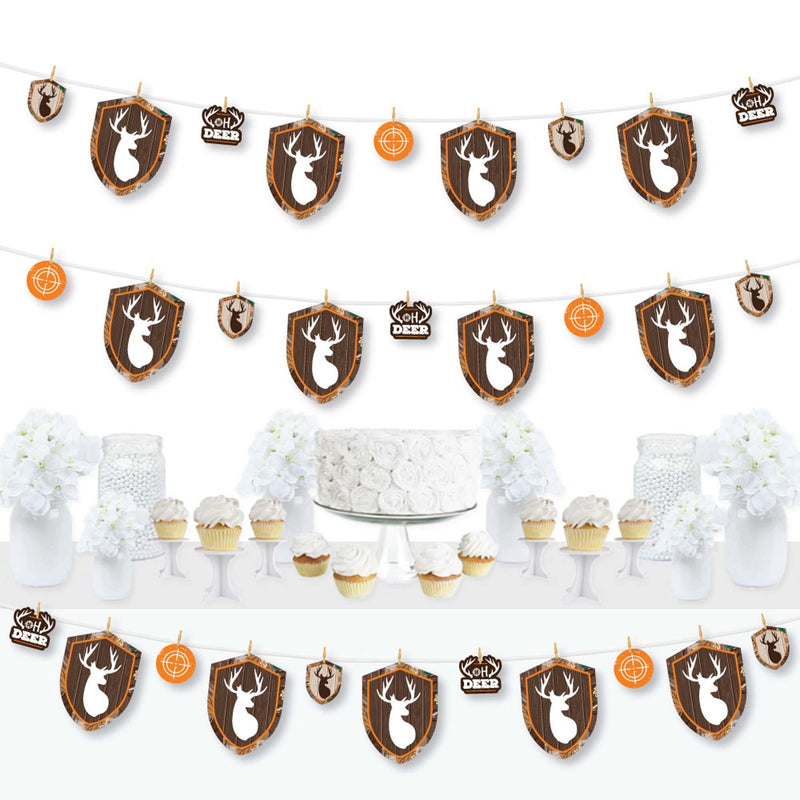 Gone Hunting - Deer Hunting Camo Baby Shower or Birthday Party DIY Decorations - Clothespin Garland Banner - 44 Pieces