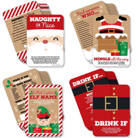 Jolly Santa Claus - 4 Christmas Party Games - 10 Cards Each - Naughty or Nice, Drink If, Mingle All the Way, What's Your Elf Name - Gamerific Bundle