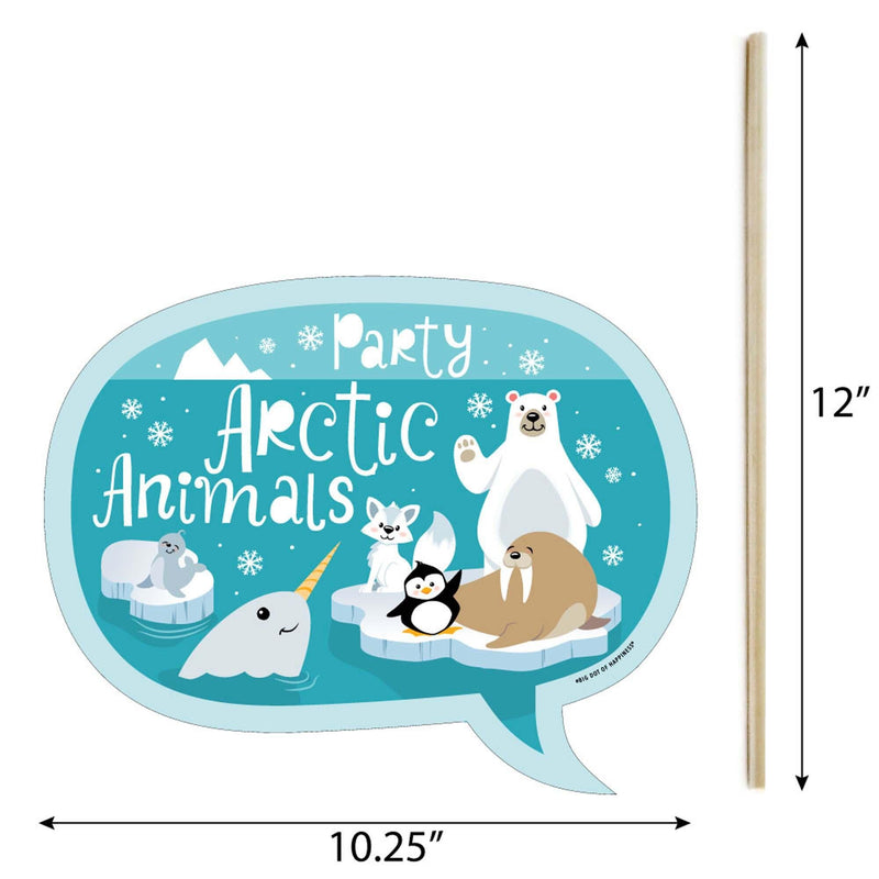 Funny Arctic Polar Animals - Winter Baby Shower or Birthday Party Photo Booth Props Kit - 10 Piece