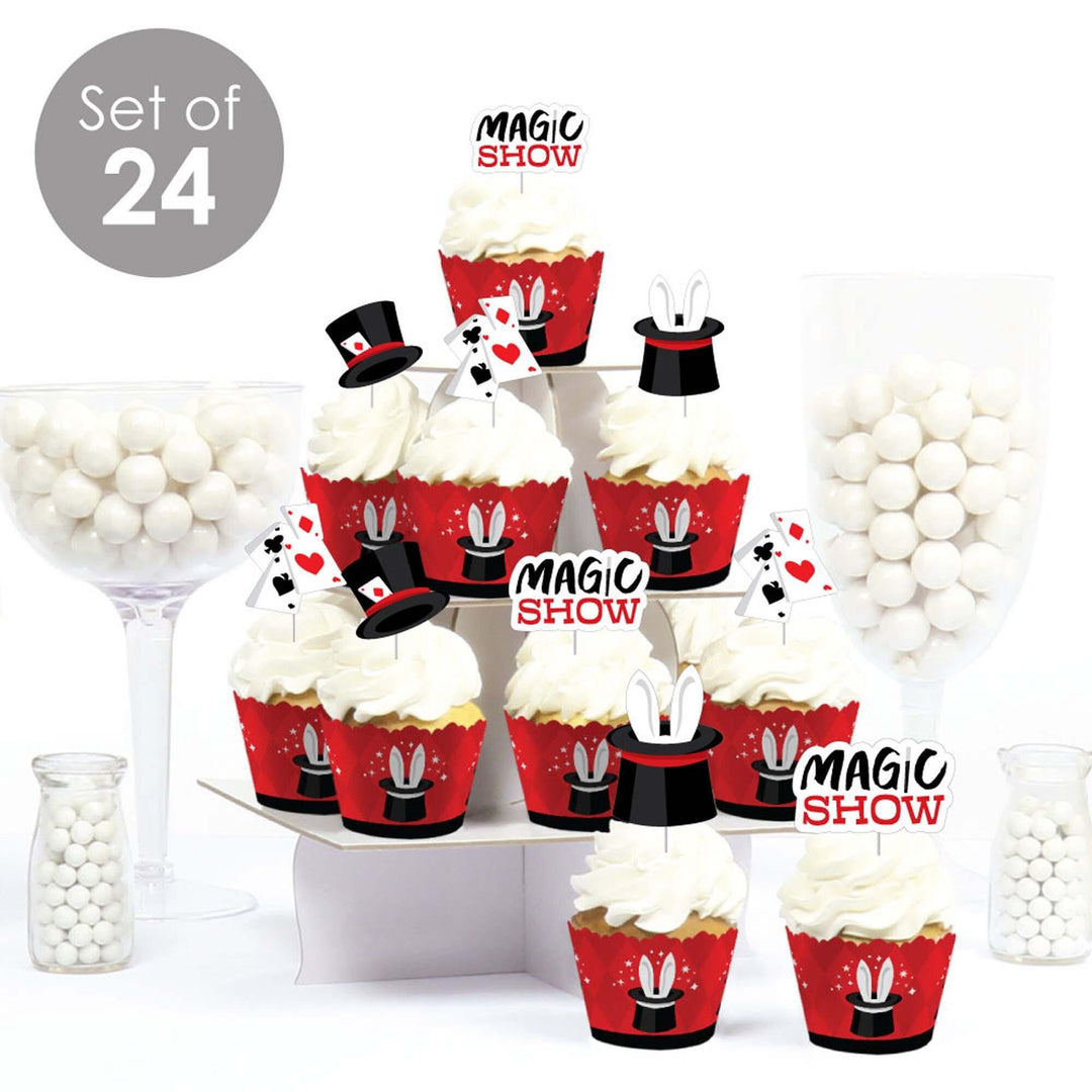 Ta-Da, Magic Show - Cupcake Decoration - Magical Birthday Party Cupcake Wrappers and Treat Picks Kit - Set of 24