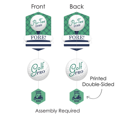 Par-Tee Time - Golf - Birthday or Retirement Party DIY Dangler Backdrop - Hanging Vertical Decorations - 30 Pieces