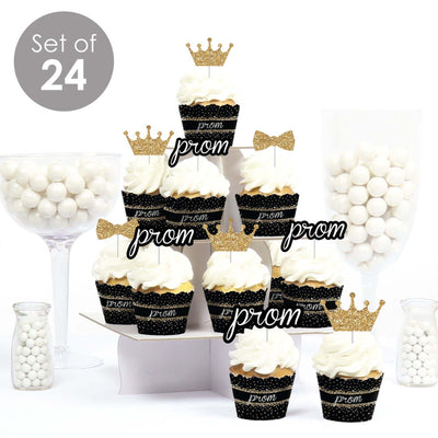 Prom - Cupcake Decoration - Prom Night Party Cupcake Wrappers and Treat Picks Kit - Set of 24