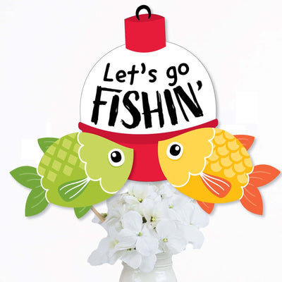 Let's Go Fishing - Fish Themed Party or Birthday Party Centerpiece Sticks - Table Toppers - Set of 15