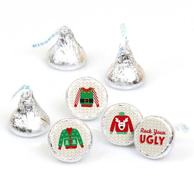 Ugly Sweater - Round Candy Labels Holiday & Christmas Party Favors - Fits Hershey Kisses - 108 ct