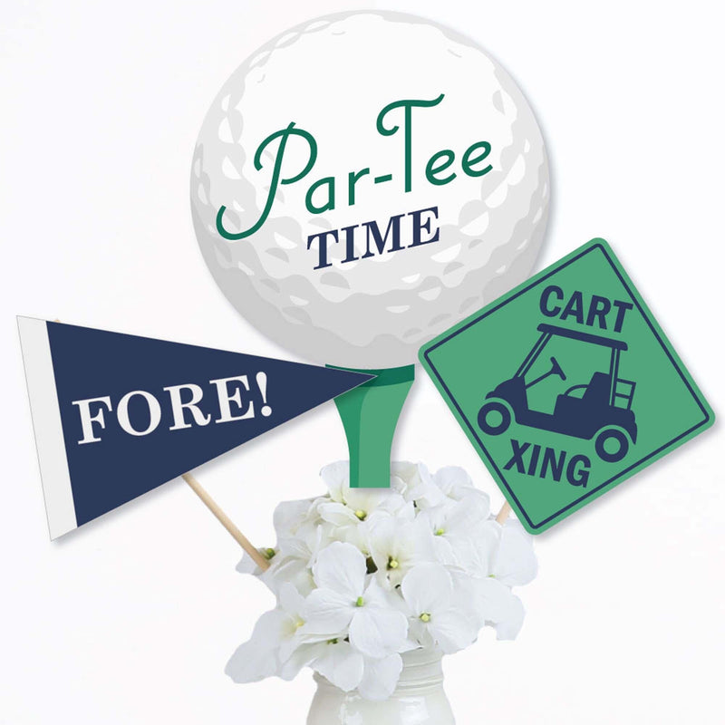 Par-Tee Time - Golf - Birthday or Retirement Party Centerpiece Sticks - Table Toppers - Set of 15