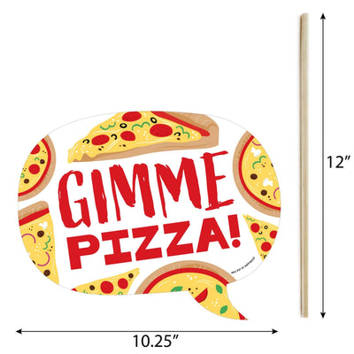 Funny Pizza Party Time - 10 Piece Baby Shower or Birthday Party Photo Booth Props Kit