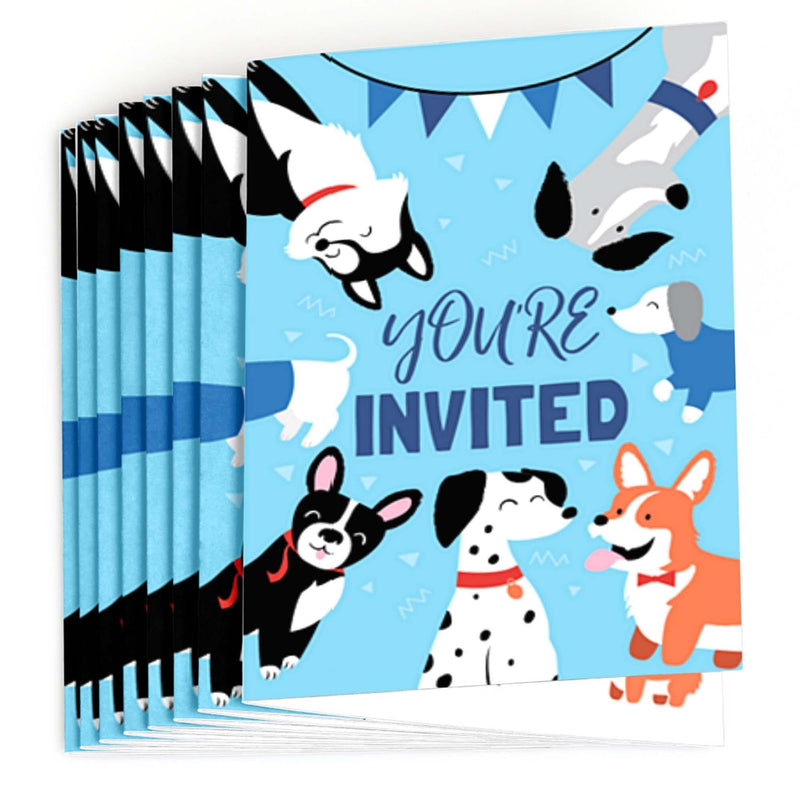Pawty Like a Puppy - Fill In Dog Baby Shower or Birthday Party Invitations - 8 ct