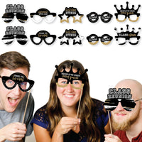 Reunited Glasses - Paper Card Stock School Class Reunion Party Photo Booth Props Kit - 10 Count