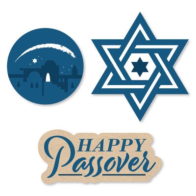 Happy Passover - DIY Shaped Pesach Jewish Holiday Party Cut-Outs - 24 ct