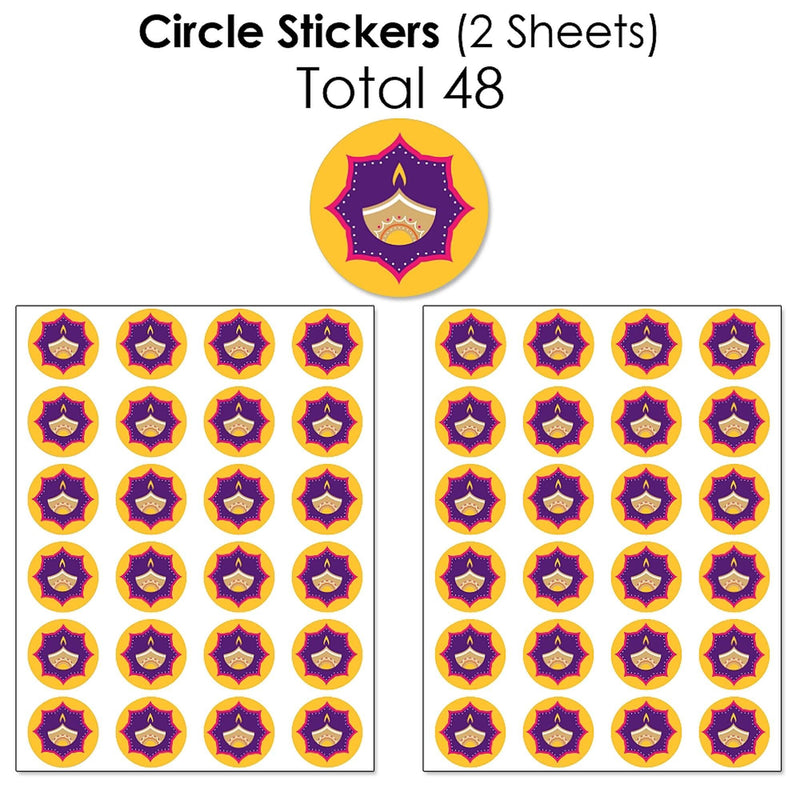 Happy Diwali - Mini Candy Bar Wrappers, Round Candy Stickers and Circle Stickers - Festival of Lights Party Candy Favor Sticker Kit - 304 Pieces
