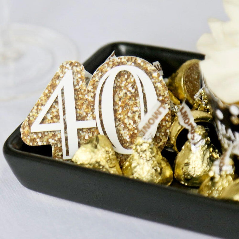 Adult 40th Birthday - Gold - DIY Shaped Party Paper Cut-Outs - 24 ct