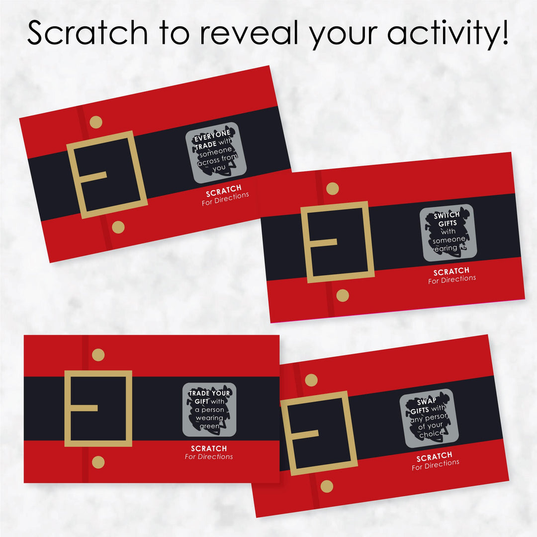 Jolly Santa Claus - Christmas Party White Elephant Gift Exchange Game Scratch Off Cards - 22 Count