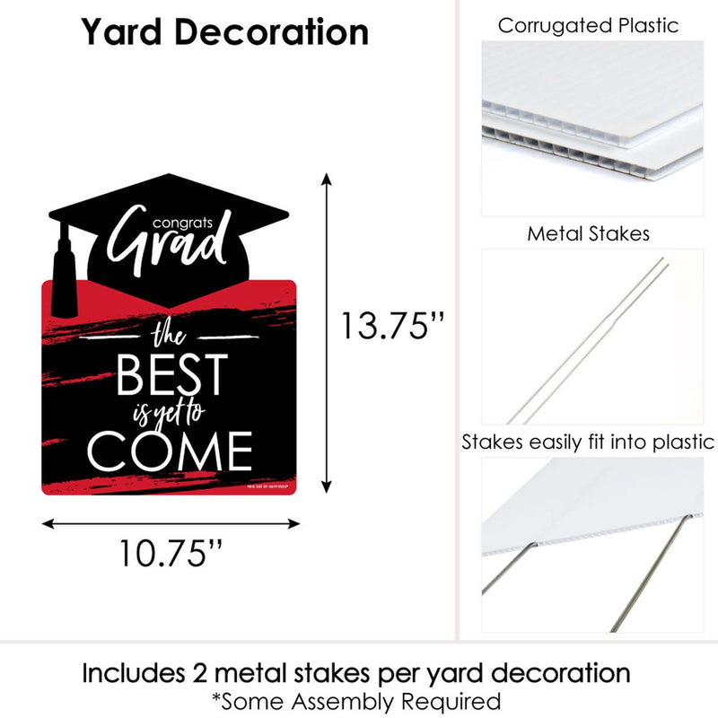 Red Grad - Best is Yet to Come - Outdoor Lawn Sign - Red Graduation Party Yard Sign - 1 Piece