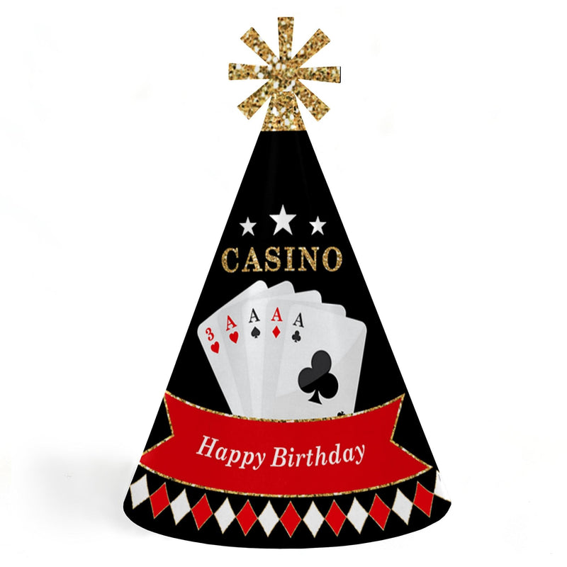 Las Vegas - Cone Happy Birthday Party Hats for Kids and Adults - Set of 8 (Standard Size)