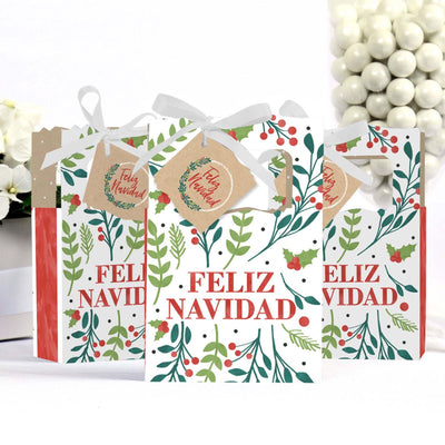 Feliz Navidad - Holiday and Spanish Christmas Party Favor Boxes - Set of 12