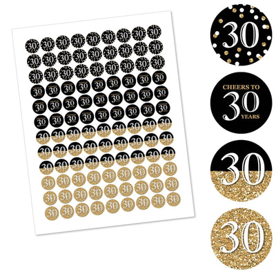 Adult 30th Birthday - Gold - Round Candy Labels Birthday Party Favors - Fits Hershey's Kisses - 108 ct