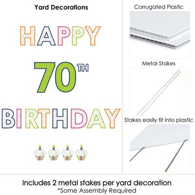 70th Birthday - Cheerful Happy Birthday - Yard Sign Outdoor Lawn Decorations - Colorful Seventieth Birthday Party Yard Signs - Happy 70th Birthday