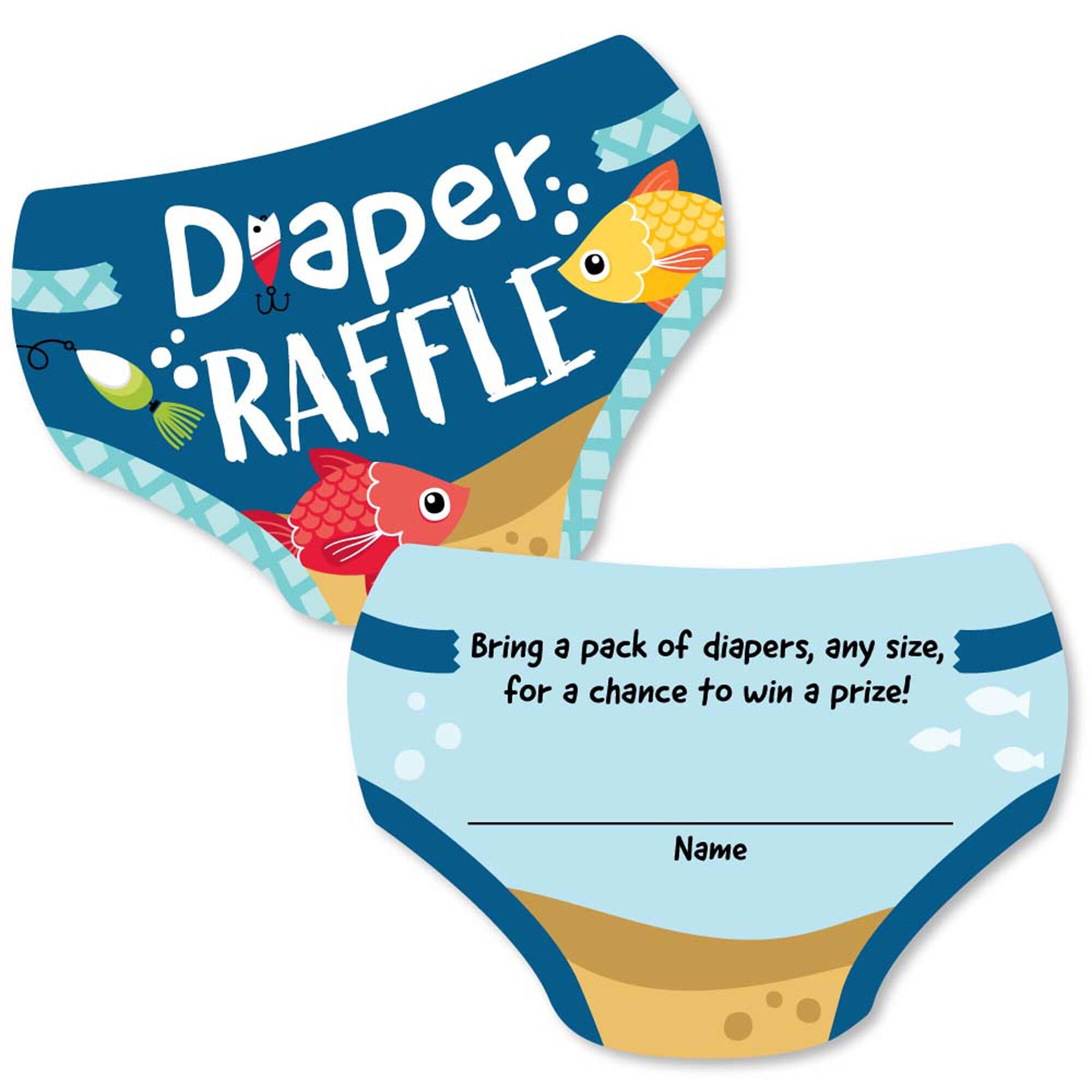 Let's Go Fishing - Diaper Shaped Raffle Ticket Inserts - Fish Themed ...