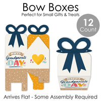 Happy Grandparents Day - Square Favor Gift Boxes - Grandma & Grandpa Party Bow Boxes - Set of 12
