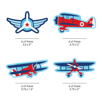 Taking Flight - Airplane - DIY Shaped Vintage Plane Baby Shower or Birthday Party Cut-Outs - 24 ct