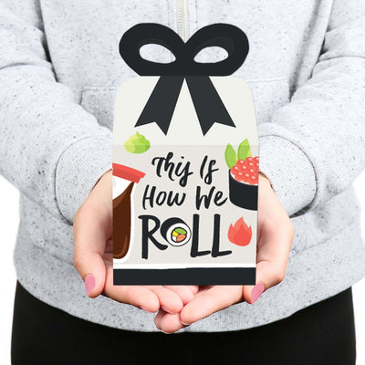 Let's Roll - Sushi - Square Favor Gift Boxes - Japanese Party Bow Boxes - Set of 12