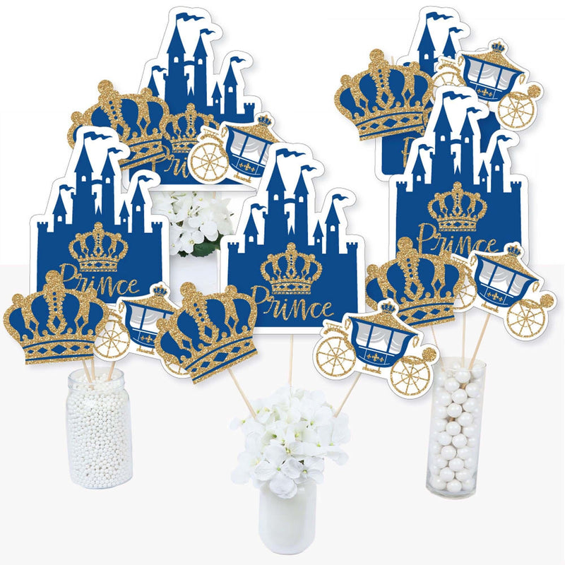 Royal Prince Charming - Baby Shower or Birthday Party Centerpiece Sticks - Table Toppers - Set of 15