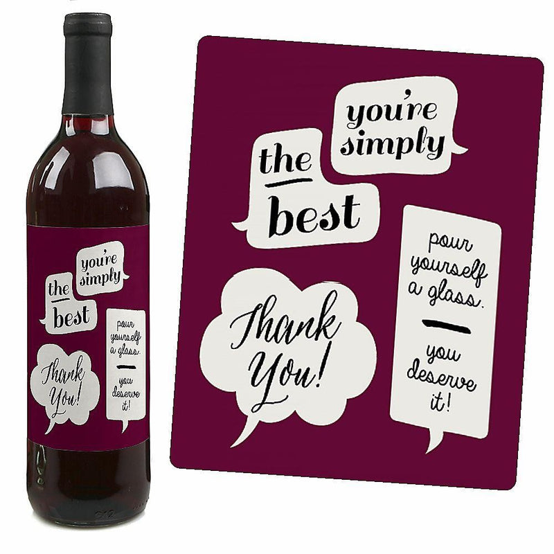 Girly Thank You - Decorations for Women and Men - Wine Bottle Labels Thank You Gift - Set of 4