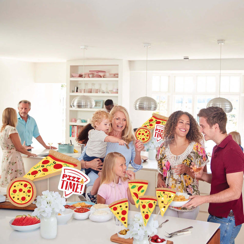 Pizza Party Time - Baby Shower or Birthday Party Centerpiece Sticks - Showstopper Table Toppers - 35 Pieces
